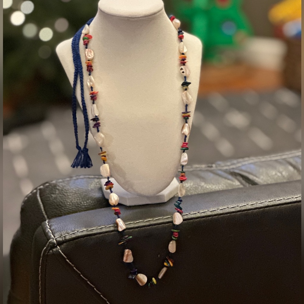 FREE PEOPLE NWT x Ariana Ost At the Market Necklace | Blue